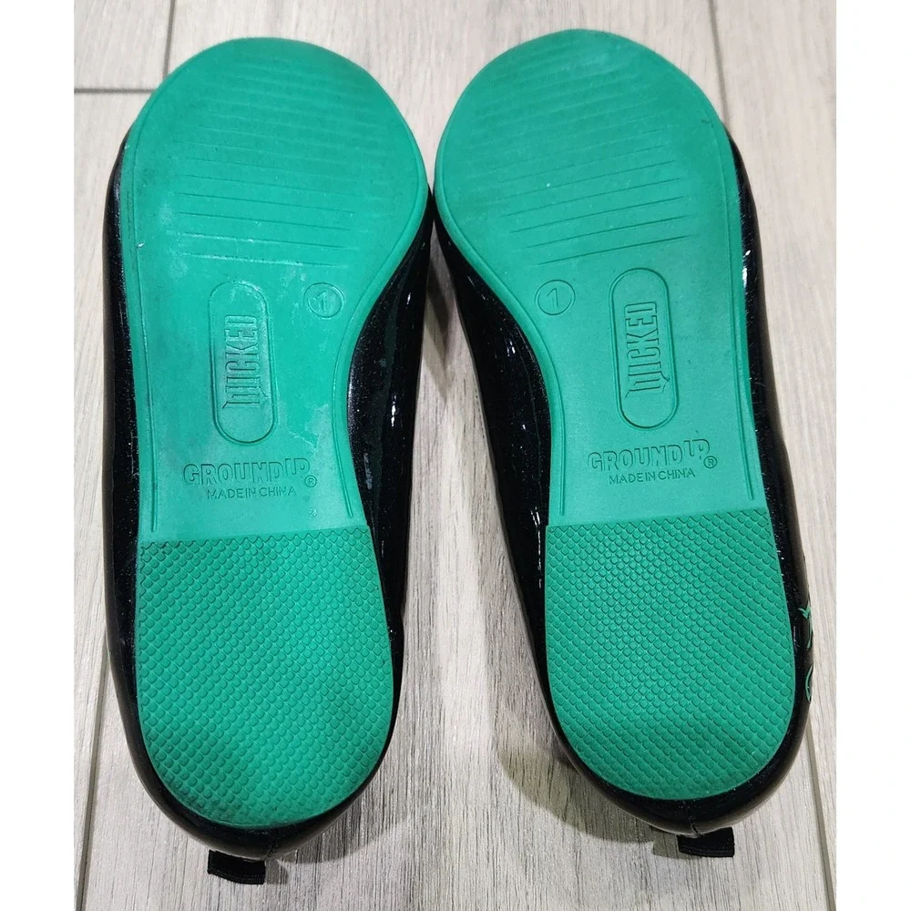 Kids Wicked The Musical Movie Black Sparkle‎ Ballet Flats Girls Size 1